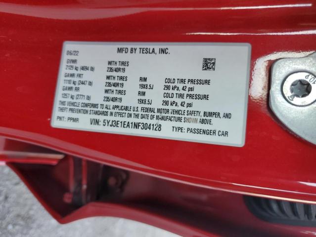 Photo 12 VIN: 5YJ3E1EA1NF304128 - TESLA MODEL 3 