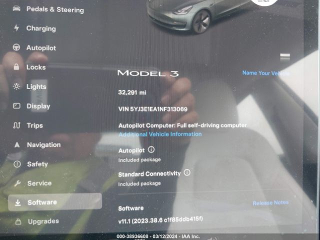 Photo 6 VIN: 5YJ3E1EA1NF313069 - TESLA MODEL 3 