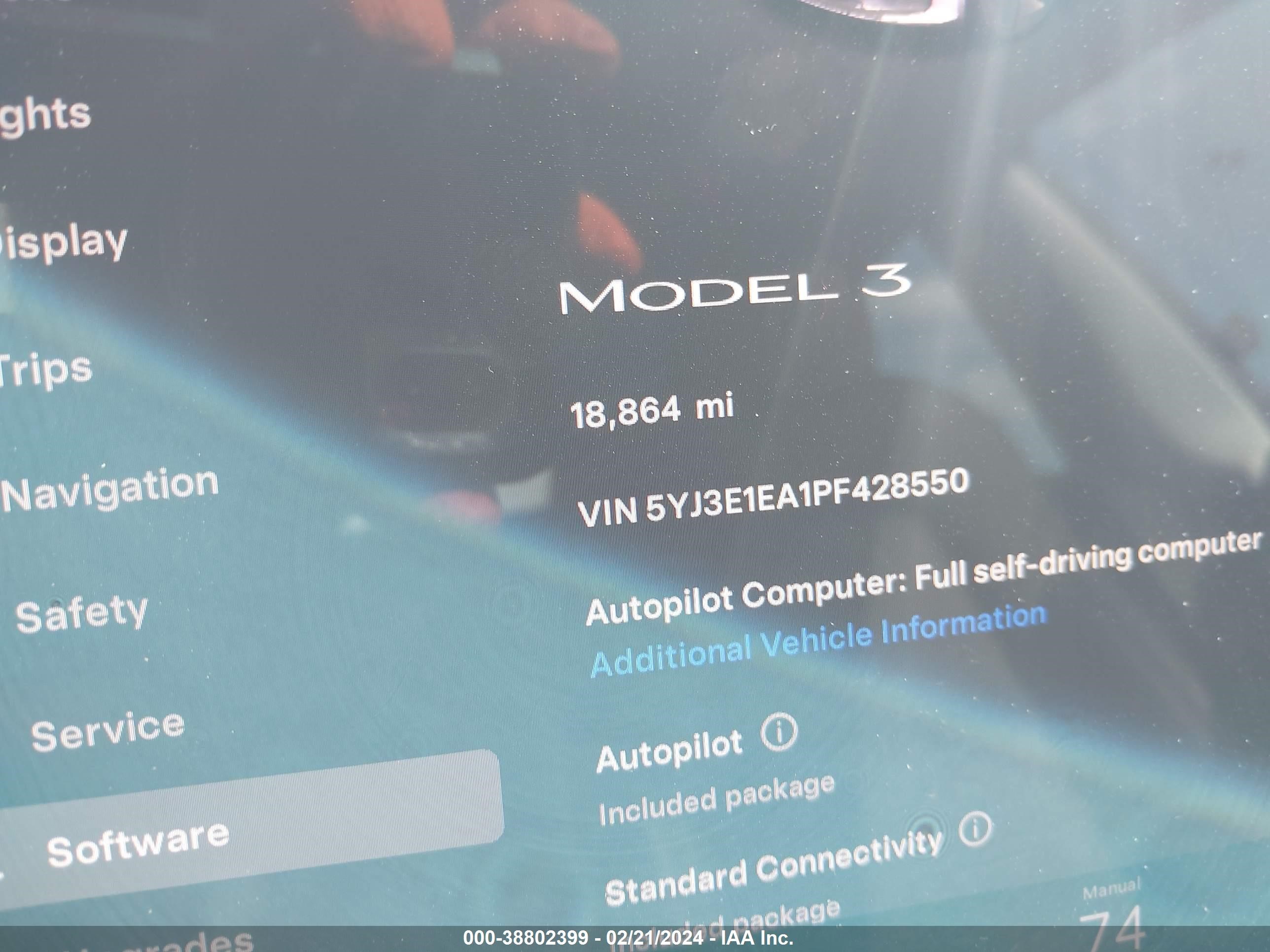 Photo 6 VIN: 5YJ3E1EA1PF428550 - TESLA MODEL 3 