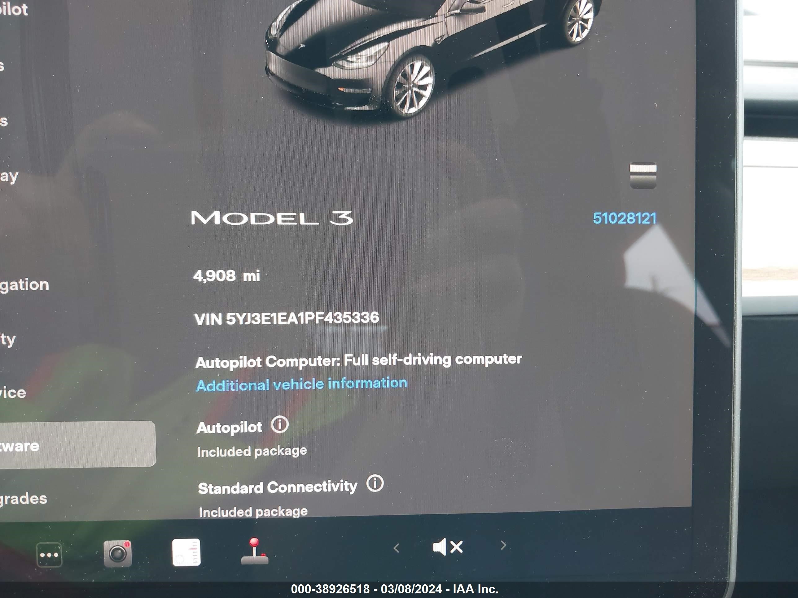 Photo 6 VIN: 5YJ3E1EA1PF435336 - TESLA MODEL 3 