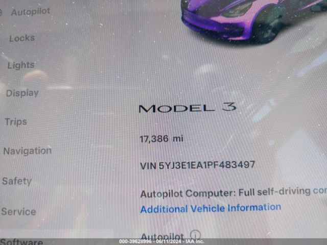 Photo 6 VIN: 5YJ3E1EA1PF483497 - TESLA MODEL 3 