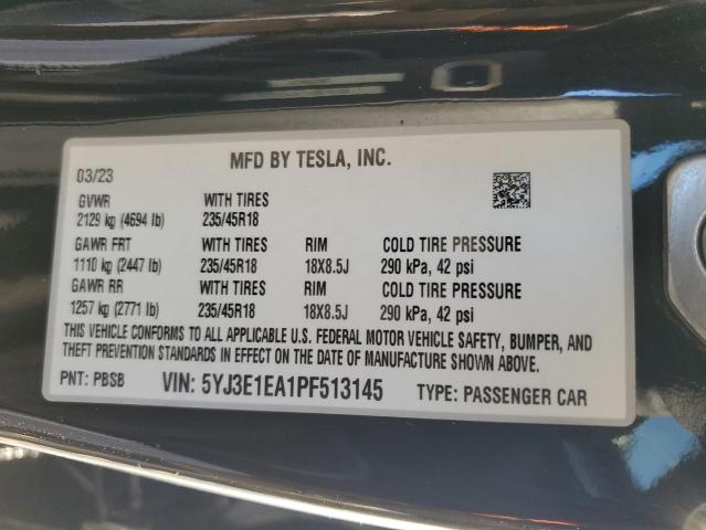 Photo 11 VIN: 5YJ3E1EA1PF513145 - TESLA MODEL 3 