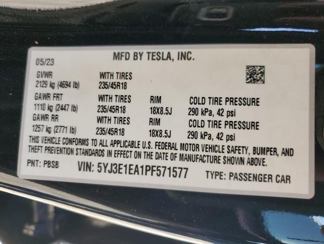 Photo 11 VIN: 5YJ3E1EA1PF571577 - TESLA MODEL 3 