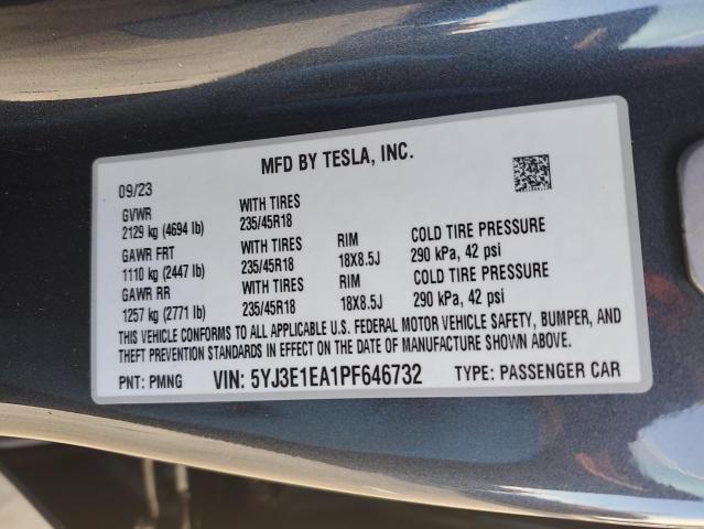 Photo 11 VIN: 5YJ3E1EA1PF646732 - TESLA MODEL 3 