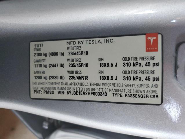 Photo 12 VIN: 5YJ3E1EA2HF000343 - TESLA MODEL 3 