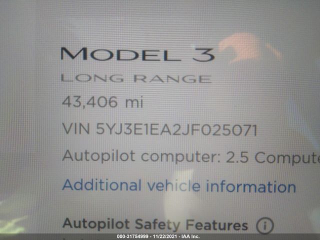 Photo 6 VIN: 5YJ3E1EA2JF025071 - TESLA MODEL 3 