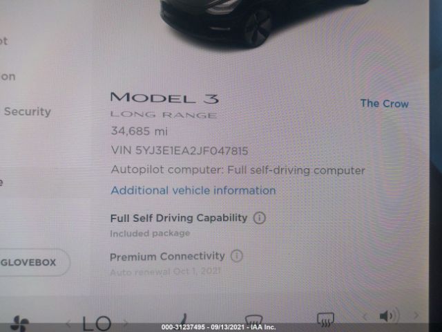 Photo 6 VIN: 5YJ3E1EA2JF047815 - TESLA MODEL 3 