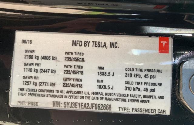 Photo 9 VIN: 5YJ3E1EA2JF062668 - TESLA MODEL 3 