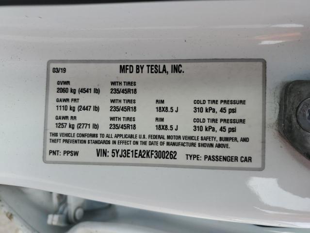 Photo 12 VIN: 5YJ3E1EA2KF300262 - TESLA MODEL 3 