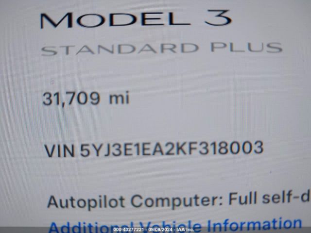 Photo 8 VIN: 5YJ3E1EA2KF318003 - TESLA MODEL 3 