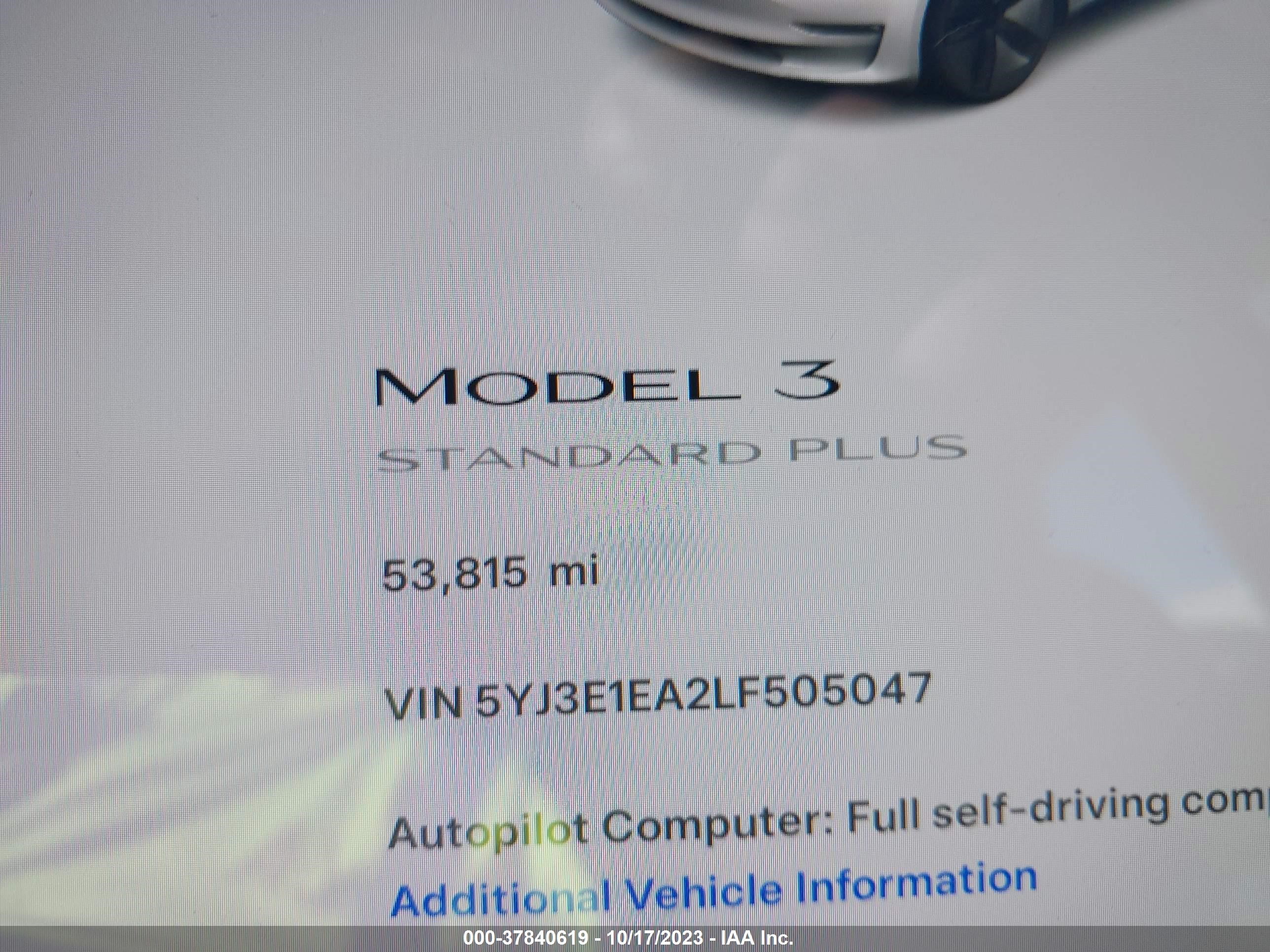 Photo 11 VIN: 5YJ3E1EA2LF505047 - TESLA MODEL 3 