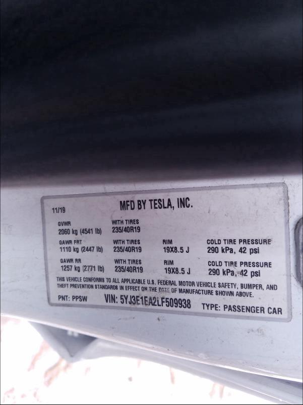 Photo 9 VIN: 5YJ3E1EA2LF509938 - TESLA MODEL 3 