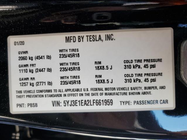 Photo 11 VIN: 5YJ3E1EA2LF661959 - TESLA MODEL 3 