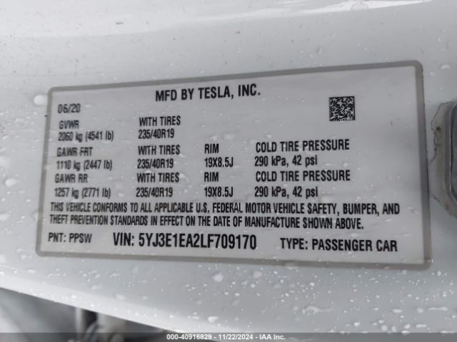 Photo 8 VIN: 5YJ3E1EA2LF709170 - TESLA MODEL 3 