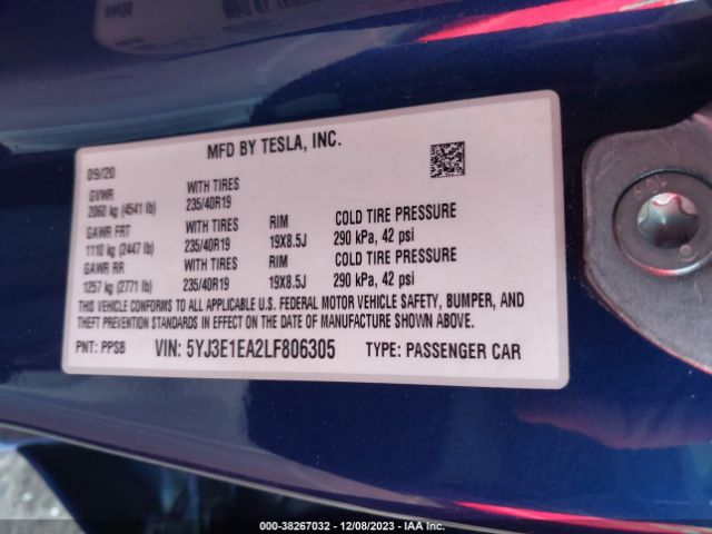 Photo 8 VIN: 5YJ3E1EA2LF806305 - TESLA MODEL 3 