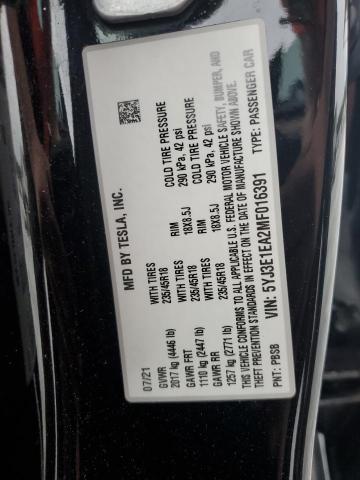 Photo 11 VIN: 5YJ3E1EA2MF016391 - TESLA MODEL 3 