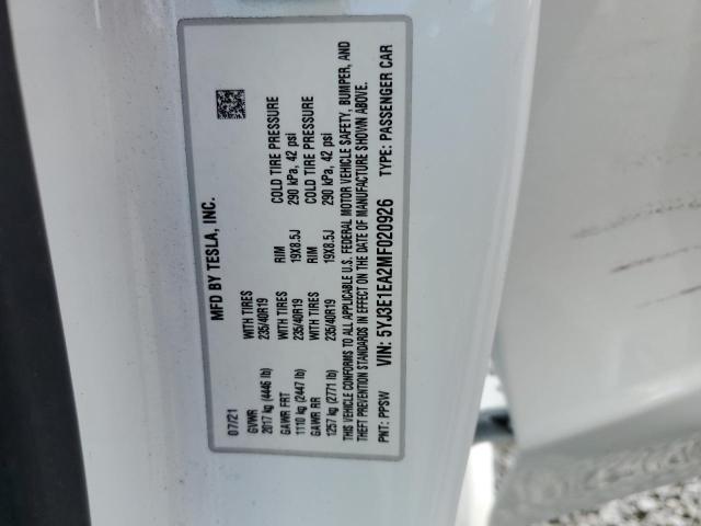 Photo 11 VIN: 5YJ3E1EA2MF020926 - TESLA MODEL 3 