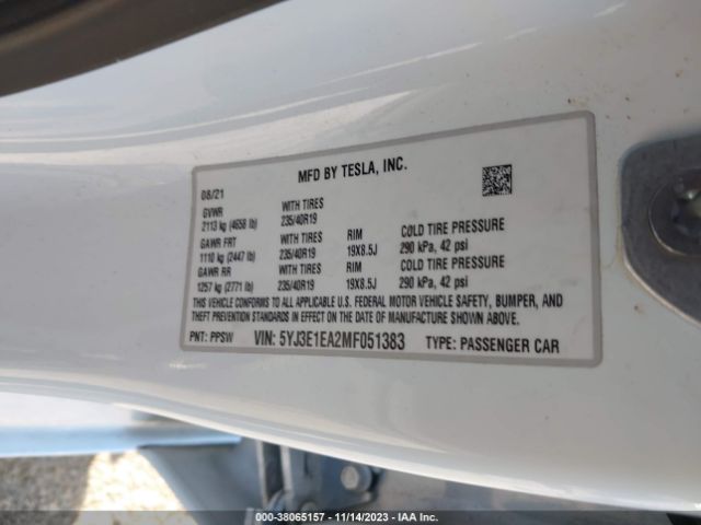 Photo 8 VIN: 5YJ3E1EA2MF051383 - TESLA MODEL 3 