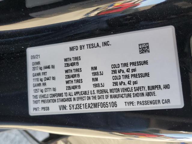 Photo 12 VIN: 5YJ3E1EA2MF065106 - TESLA MODEL 3 