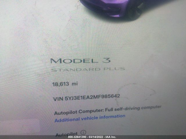 Photo 6 VIN: 5YJ3E1EA2MF985642 - TESLA MODEL 3 