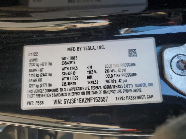 Photo 11 VIN: 5YJ3E1EA2NF153557 - TESLA MODEL 3 