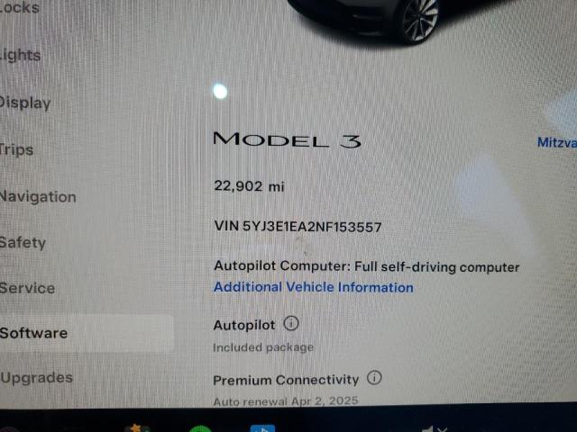 Photo 8 VIN: 5YJ3E1EA2NF153557 - TESLA MODEL 3 