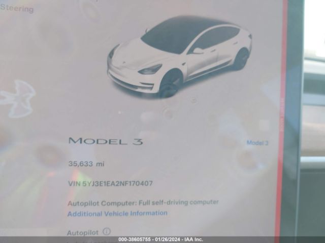 Photo 6 VIN: 5YJ3E1EA2NF170407 - TESLA MODEL 3 