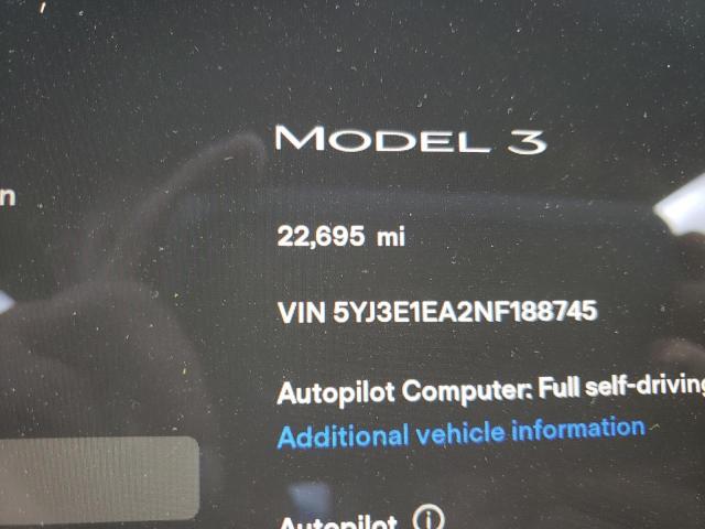 Photo 7 VIN: 5YJ3E1EA2NF188745 - TESLA MODEL 3 