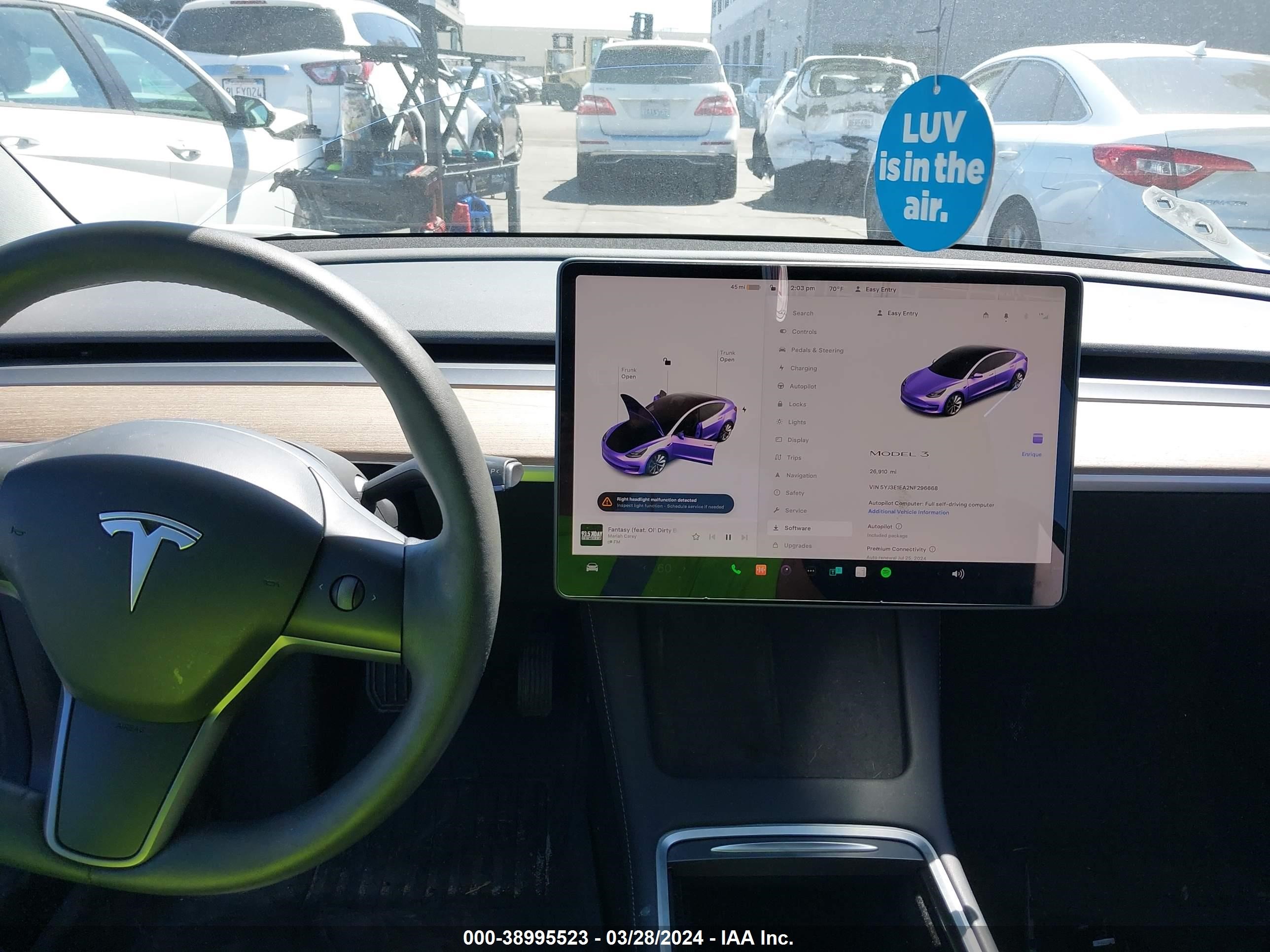 Photo 18 VIN: 5YJ3E1EA2NF296668 - TESLA MODEL 3 