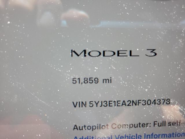 Photo 8 VIN: 5YJ3E1EA2NF304378 - TESLA MODEL 3 