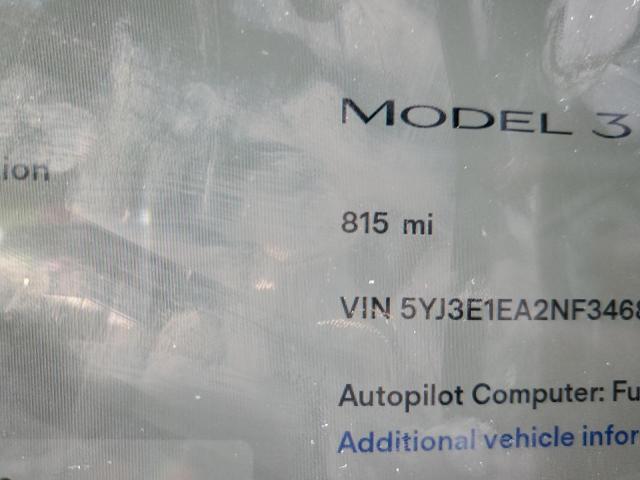 Photo 8 VIN: 5YJ3E1EA2NF346890 - TESLA MODEL 3 