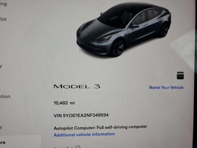 Photo 8 VIN: 5YJ3E1EA2NF349594 - TESLA MODEL 3 