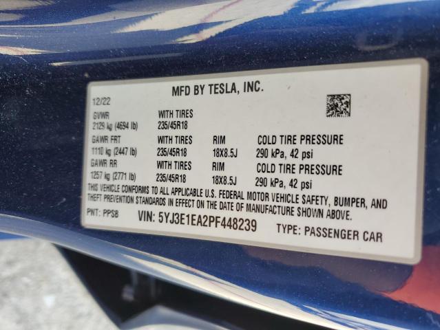 Photo 12 VIN: 5YJ3E1EA2PF448239 - TESLA MODEL 3 