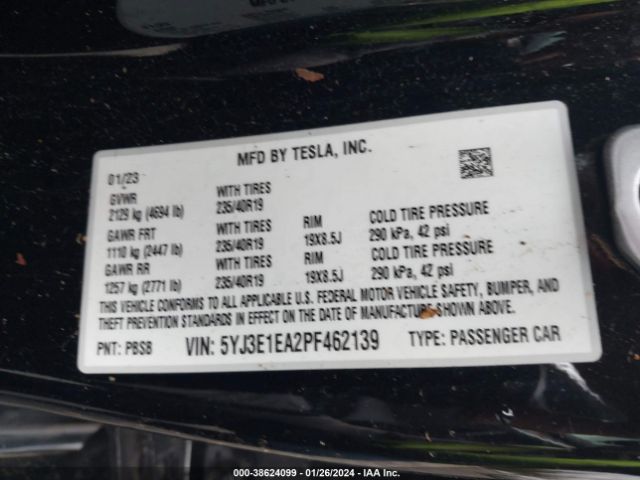 Photo 8 VIN: 5YJ3E1EA2PF462139 - TESLA MODEL 3 