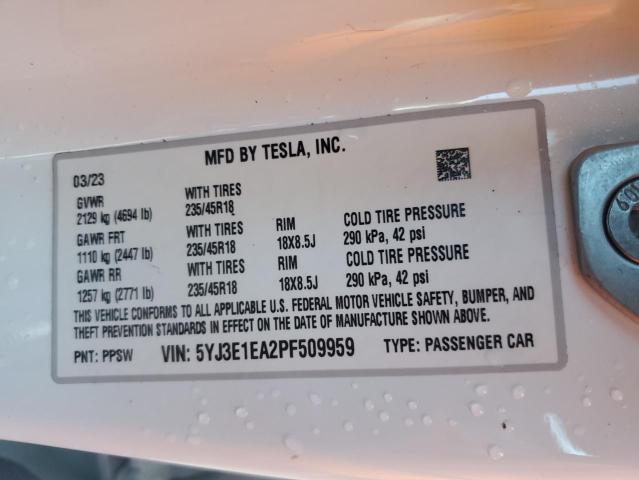 Photo 11 VIN: 5YJ3E1EA2PF509959 - TESLA MODEL 3 