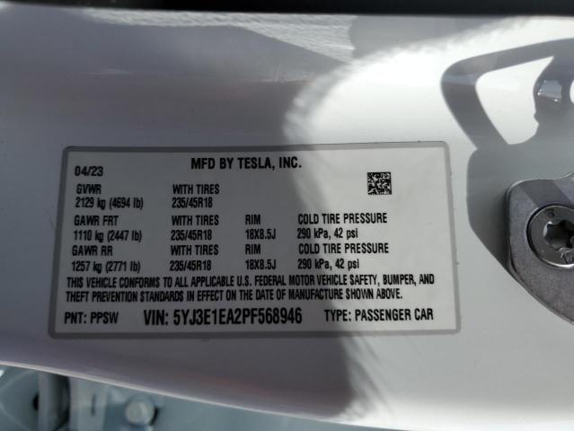 Photo 11 VIN: 5YJ3E1EA2PF568946 - TESLA MODEL 3 