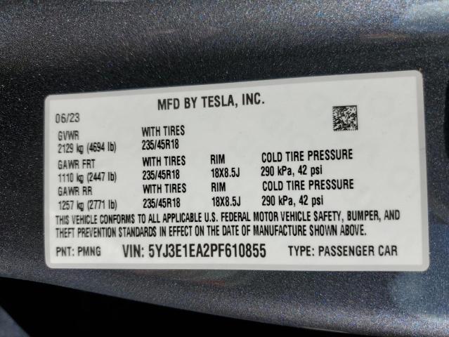 Photo 11 VIN: 5YJ3E1EA2PF610855 - TESLA MODEL 3 