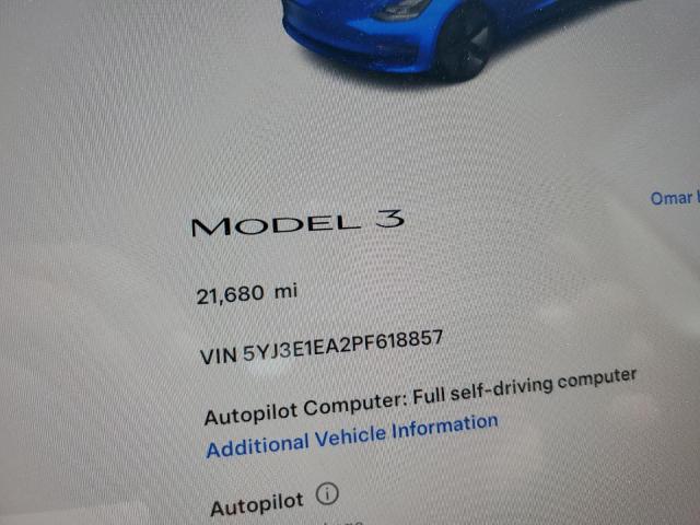 Photo 8 VIN: 5YJ3E1EA2PF618857 - TESLA MODEL 3 