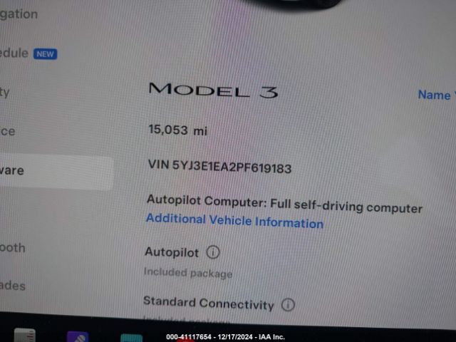 Photo 8 VIN: 5YJ3E1EA2PF619183 - TESLA MODEL 3 