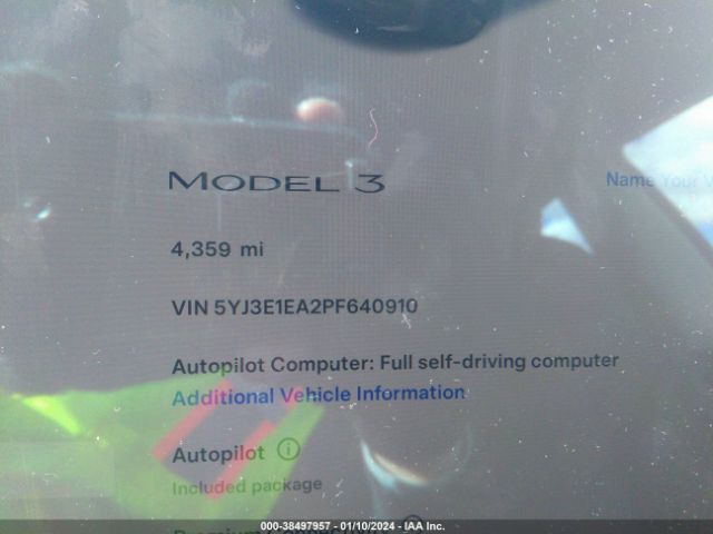 Photo 6 VIN: 5YJ3E1EA2PF640910 - TESLA MODEL 3 