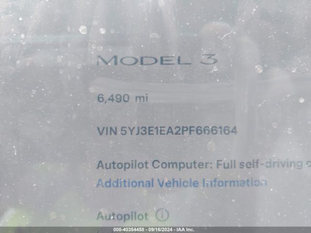 Photo 6 VIN: 5YJ3E1EA2PF666164 - TESLA MODEL 3 