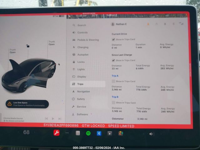 Photo 6 VIN: 5YJ3E1EA2PF690898 - TESLA MODEL 3 