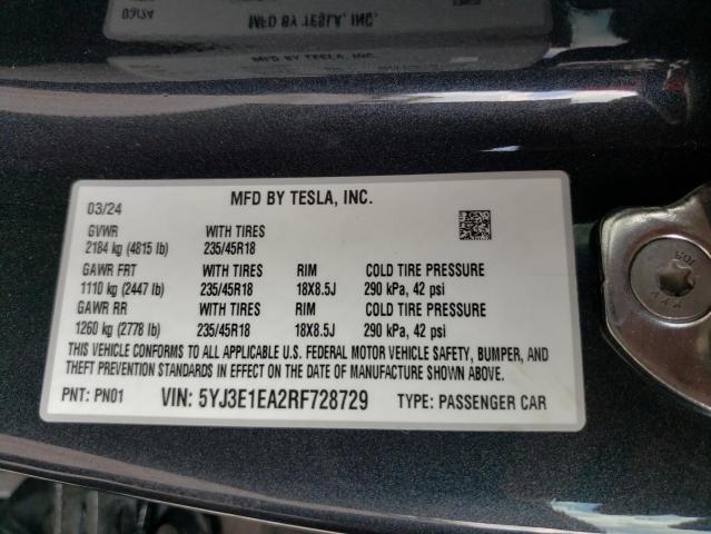 Photo 11 VIN: 5YJ3E1EA2RF728729 - TESLA MODEL 3 