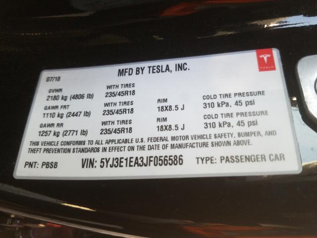 Photo 8 VIN: 5YJ3E1EA3JF056586 - TESLA MODEL 3 