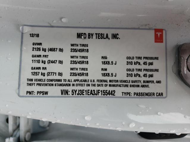 Photo 9 VIN: 5YJ3E1EA3JF155442 - TESLA MODEL 3 