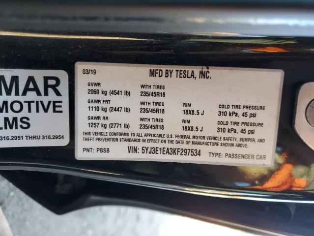 Photo 11 VIN: 5YJ3E1EA3KF297534 - TESLA MODEL 3 