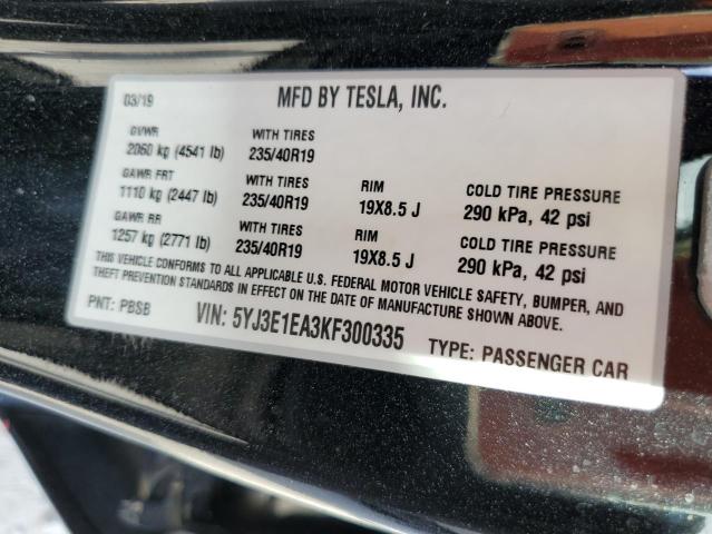 Photo 12 VIN: 5YJ3E1EA3KF300335 - TESLA MODEL 3 