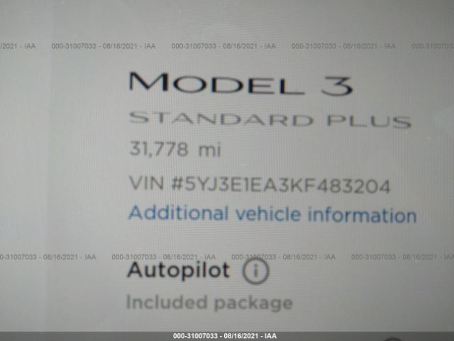 Photo 6 VIN: 5YJ3E1EA3KF483204 - TESLA MODEL 3 