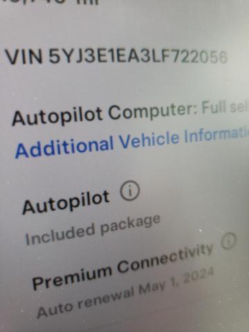 Photo 12 VIN: 5YJ3E1EA3LF722056 - TESLA MODEL 3 