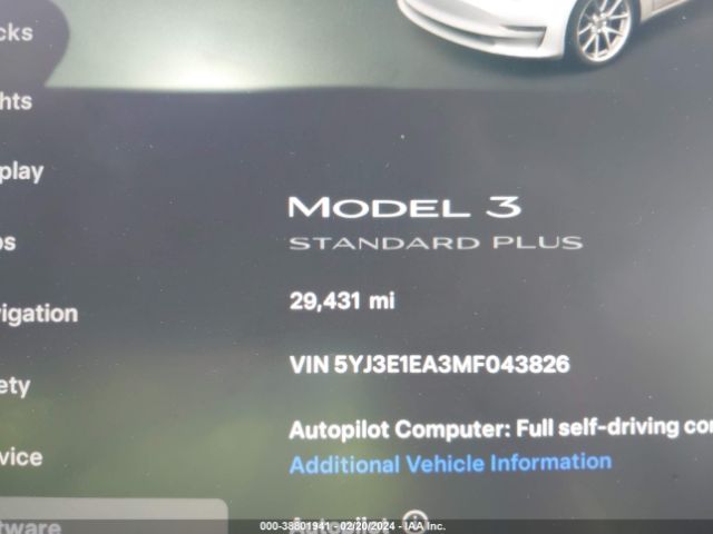 Photo 6 VIN: 5YJ3E1EA3MF043826 - TESLA MODEL 3 